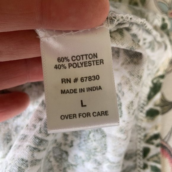 Cathy Green/Cream Pullover Top, Size L - Picture 6 of 6